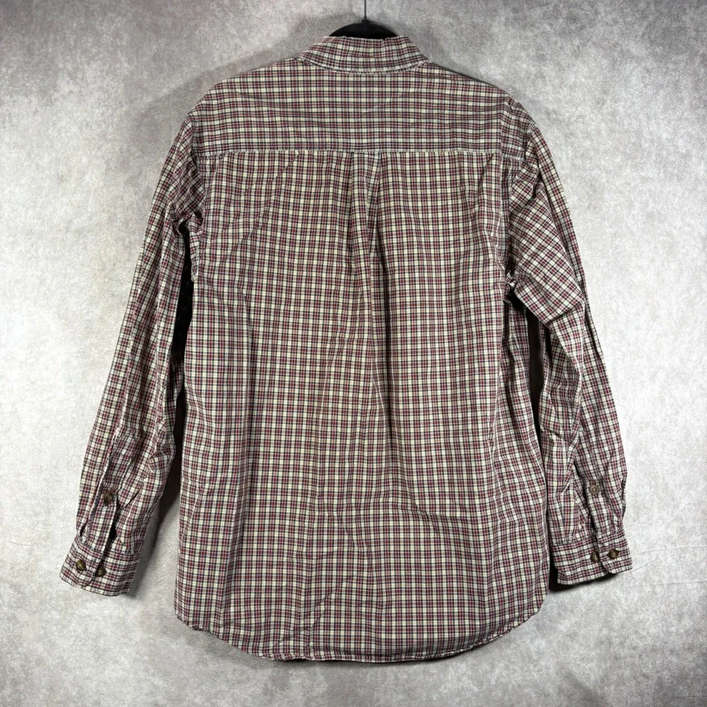 Carhartt Button Down Shirt Mens Medium Red Plaid Long Sleeve Cotton Casual Work